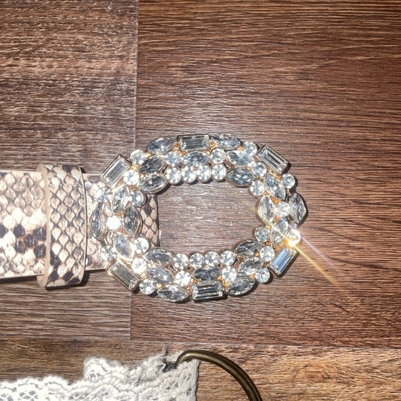 Two Belts: Snakeprint with Embellished Buckle and Fabric Belt Size Small/Medium - Picture 2 of 3